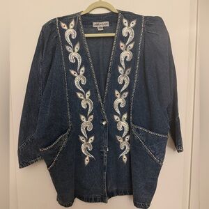Vintage denim jacket with shoulder pads